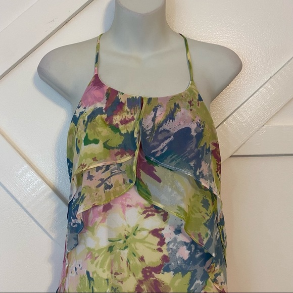 BCBGMaxAzria Multicolor Floral Printed Sleeveless Strappy Back Mini Dress Sz S - Picture 3 of 8